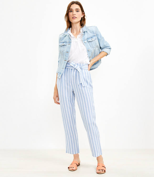 Paperbag Taper Pants in Stripe