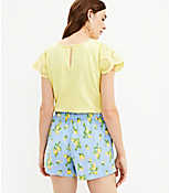 Pleated Pull On Shorts in Lemon carousel Product Image 3