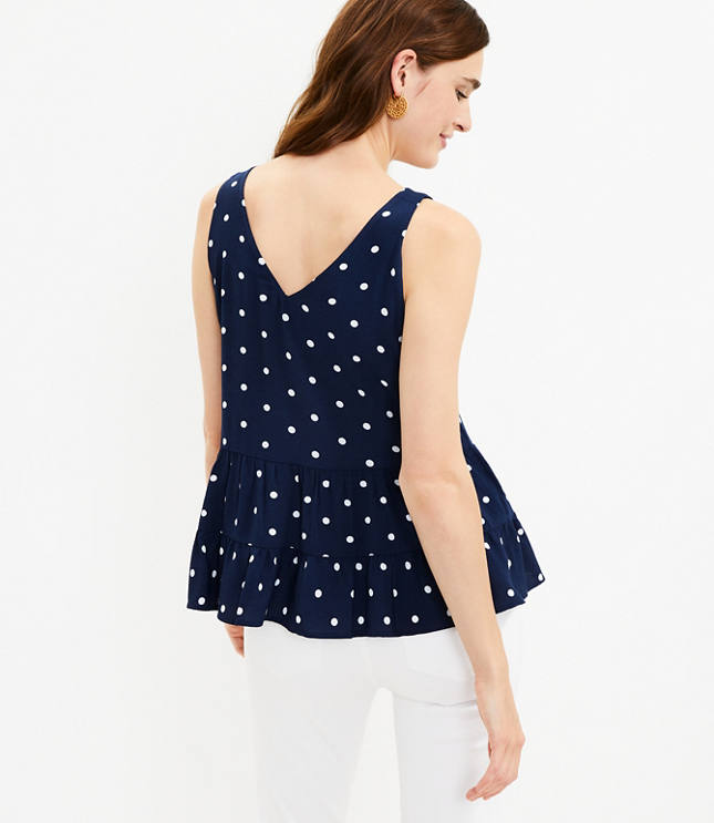 Dotted Double V Peplum Shell