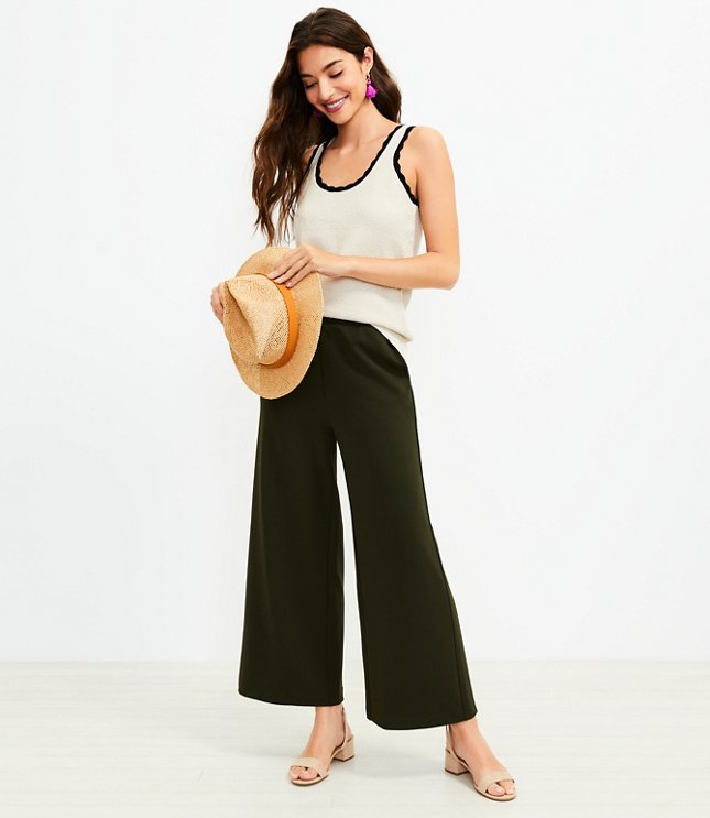 SOOTOP Womens Wide Leg Business Pants High Waisted Capris Straight