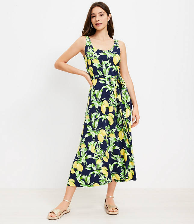 Lemon Tie Waist Midi Dress