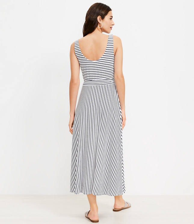 Striped Bow Tie Back Midi Dress (Pre orderl