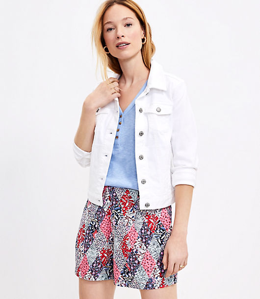 Loft Pleated Pull On Shorts in Patchwork Bloom