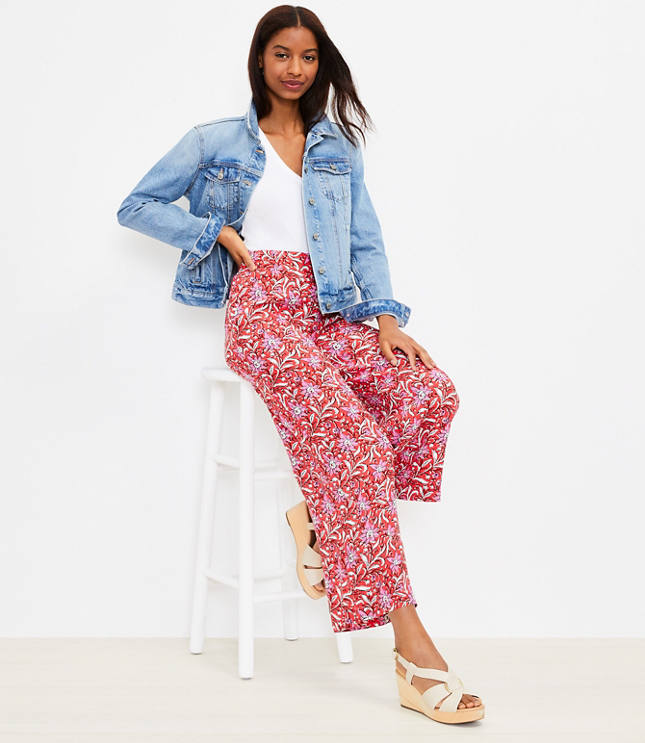 Fluid Wide Leg Crop Pants in Spring Bloom