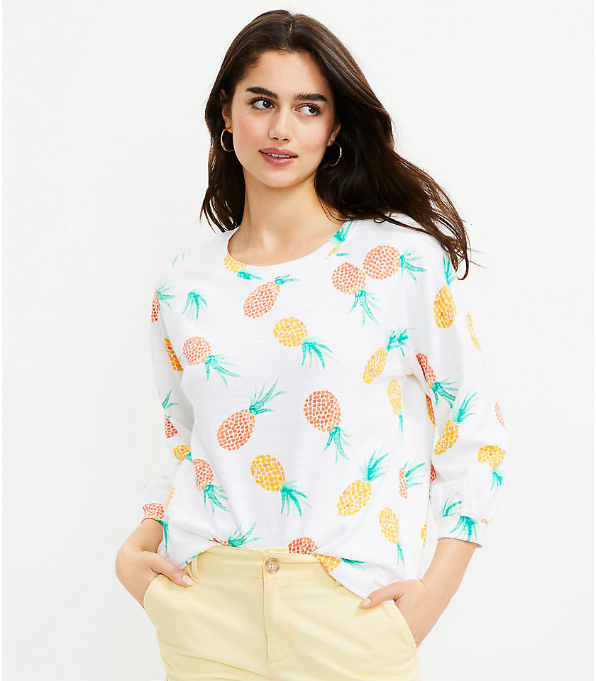 로프트 맨투맨 LOFT Pineapple Sweatshirt,White