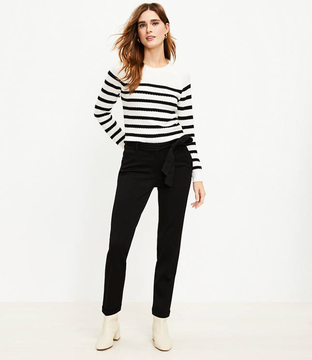 Tall Devin Tie Waist Slim Pants in Twill - Almondine