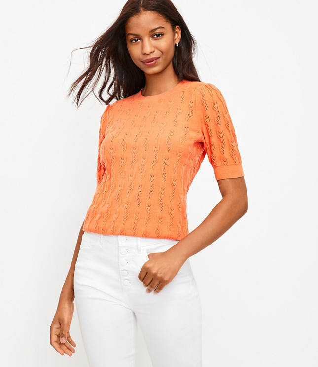 Leafed Pointelle Sweater Tee