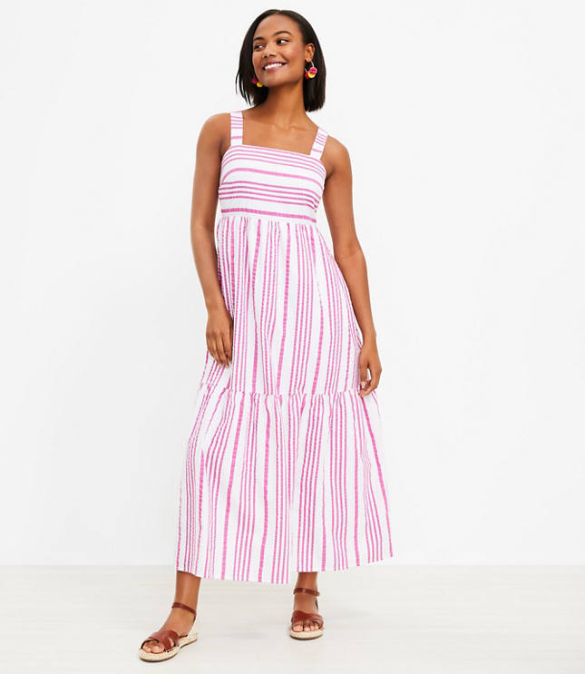 Striped maxi 2025 dress with pockets