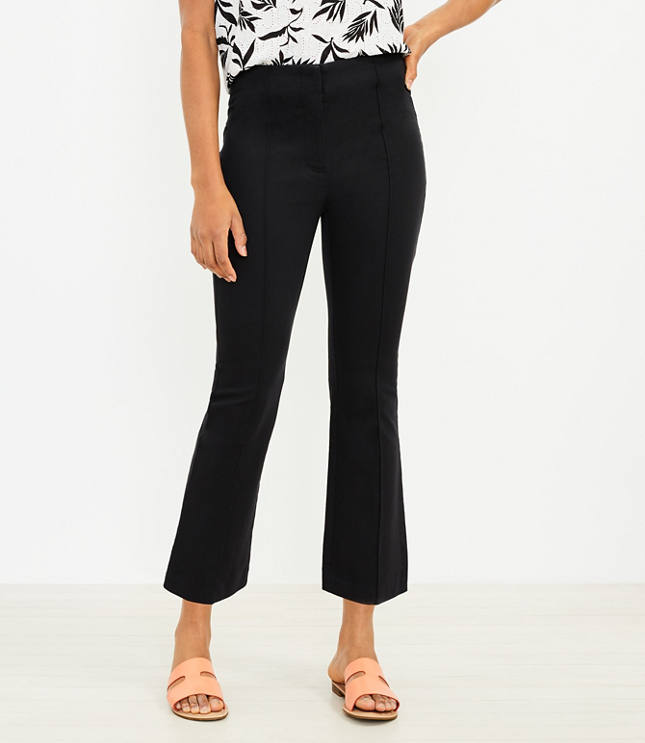 Loft Kick Crop Pants in Stretch Twill Size 14 Black Women's