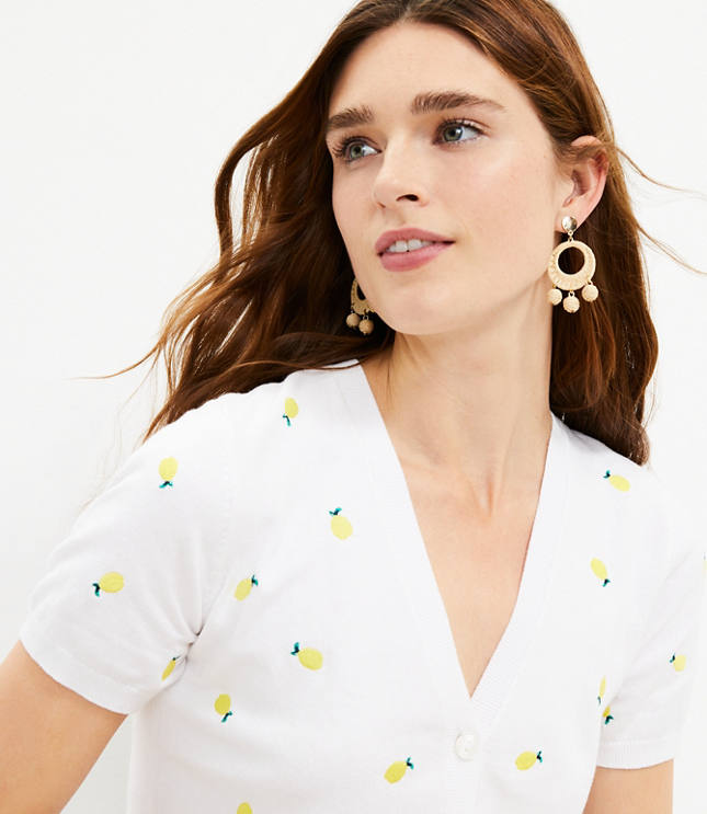 Lemon Short Sleeve V Neck Cardigan