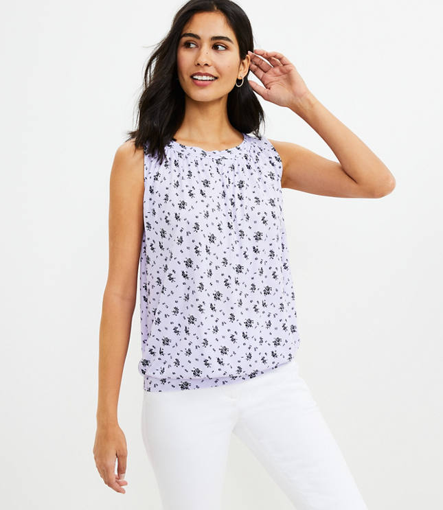 Floral Banded Bottom Tank Top