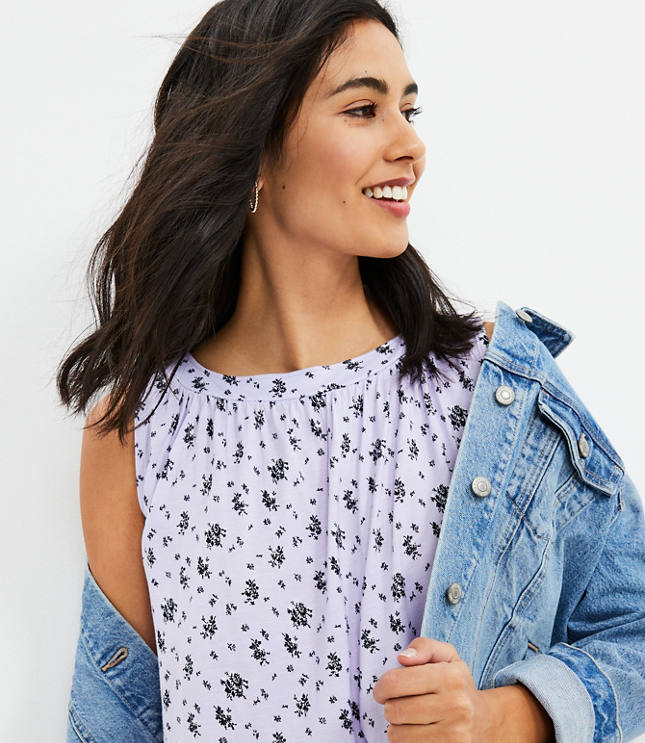 Floral Banded Bottom Tank Top