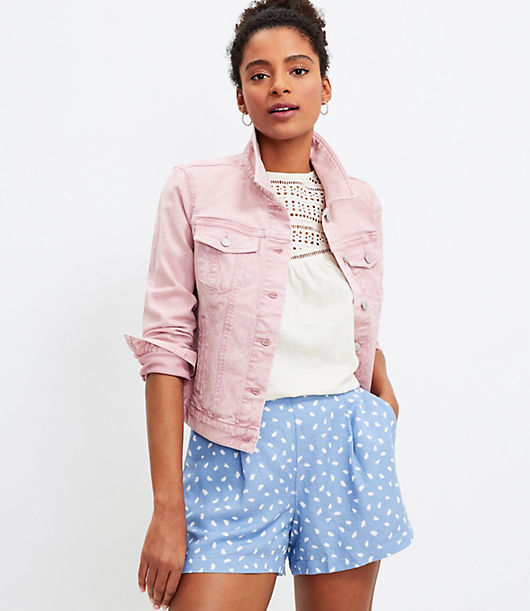 Loft Pleated Pull On Shorts in Geo