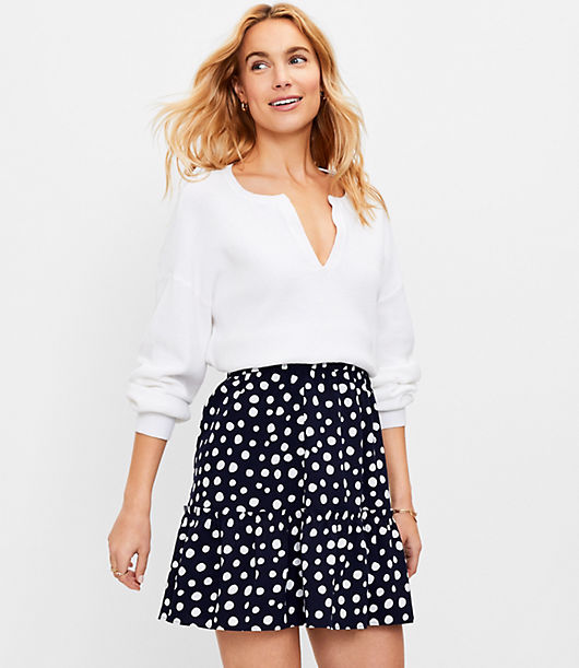 Loft Dotted Tiered Skirt
