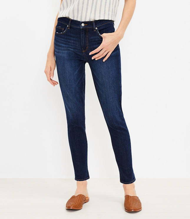 Loft Mid Rise Skinny Jeans in Rich Dark Indigo Wash