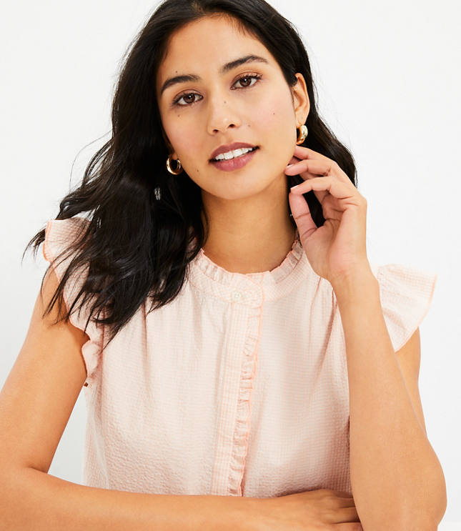 Gingham ruffle top sales