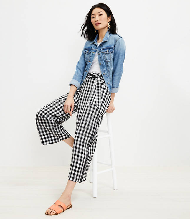 The Petite Gingham Cotton Crop Pant