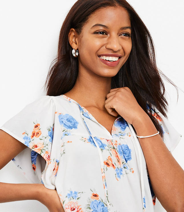 Blossom Flutter Tie Neck Top