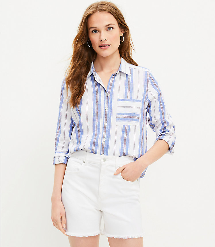 Striped Linen Blend Everyday Pocket Shirt image number 0