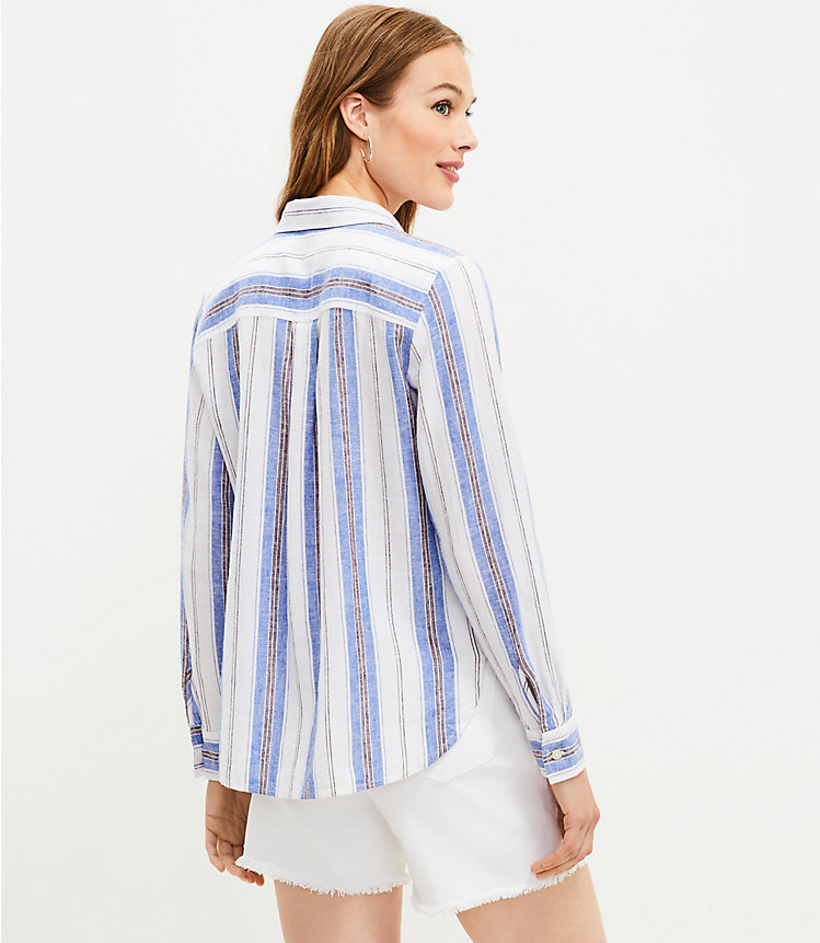 Striped Linen Blend Everyday Pocket Shirt image number 2