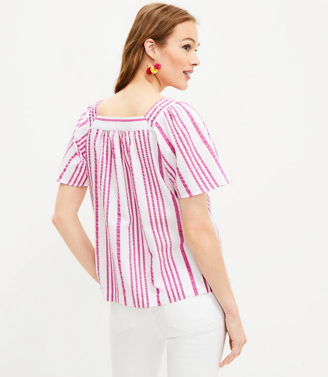 Striped Square Neck Top