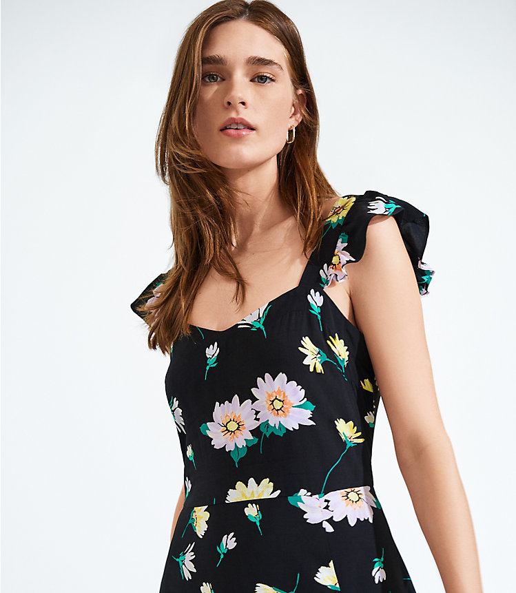 Floral Ruffle Strap Midi Dress image number 3