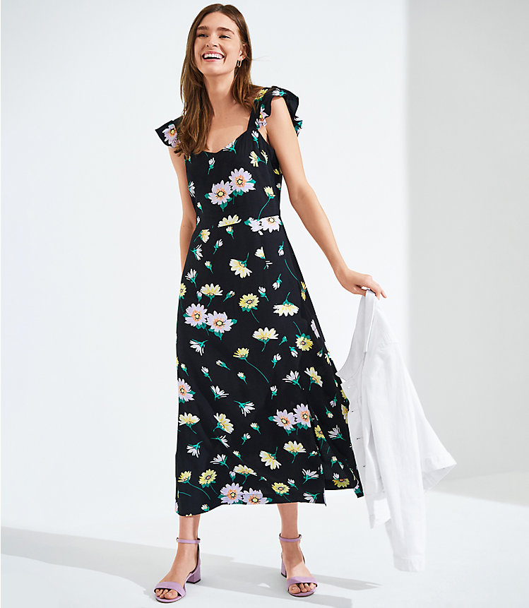Floral Ruffle Strap Midi Dress image number 4