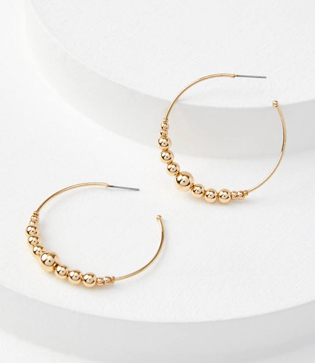 Ball Beaded Hoop Earrings
