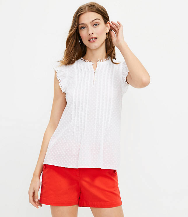 Clip Pintucked Flutter Sleeve Top