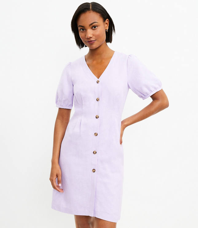 Button V Neck Dress