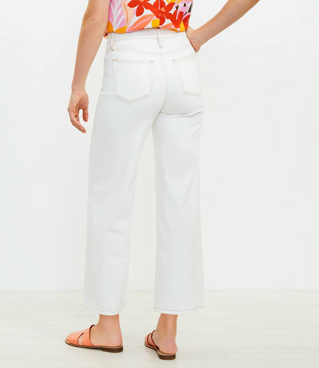 Ecru high rise pants with straight wide legs