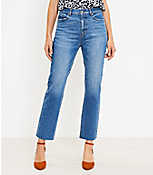 Petite High Rise Straight Crop Jeans in Light Authentic Indigo Wash carousel Product Image 1