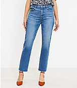 Curvy High Rise Straight Crop Jeans in Light Authentic Indigo Wash carousel Product Image 1