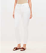 Curvy High Rise Frayed Skinny Jeans in White carousel Product Image 1