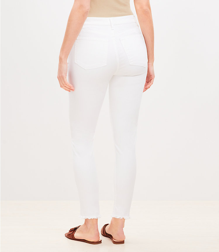 Curvy High Rise Frayed Skinny Jeans in White image number null