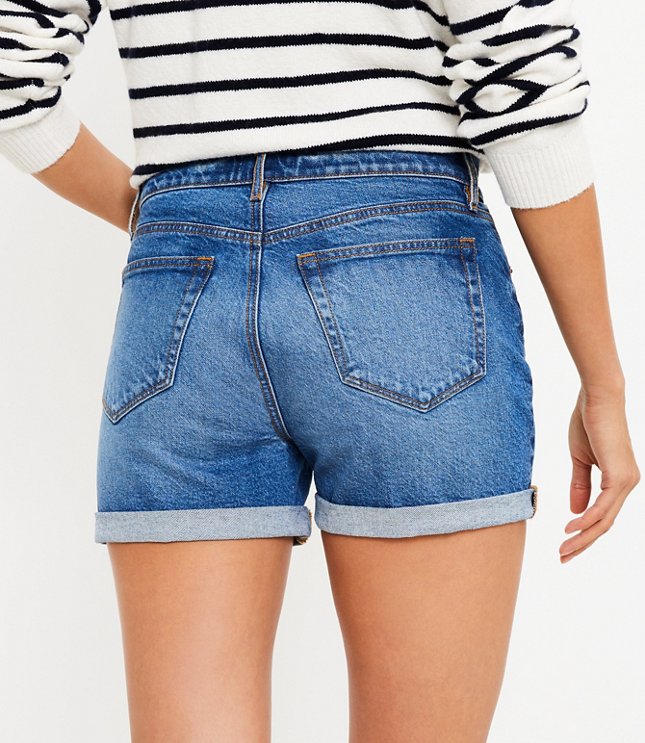 Arizona Bermuda Cut Off Low Rise Jean Shorts Roll Cuffed Capris