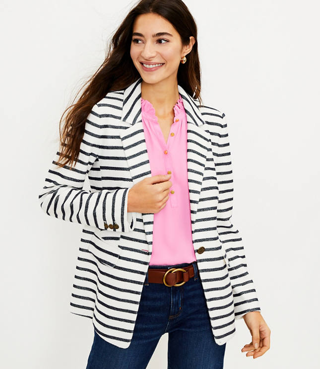 Petite Striped Knit Modern Blazer