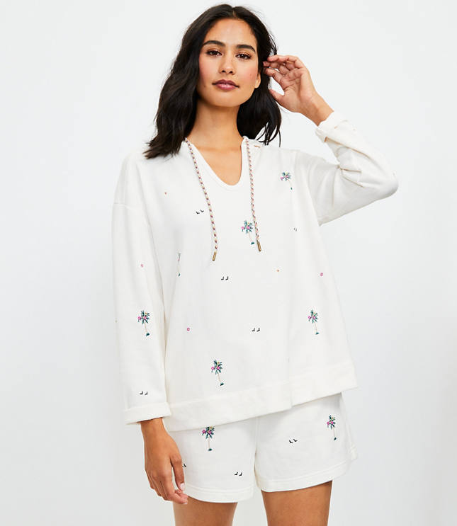 Lou Grey Paradise Palm Cozy Cotton Terry Hoodie