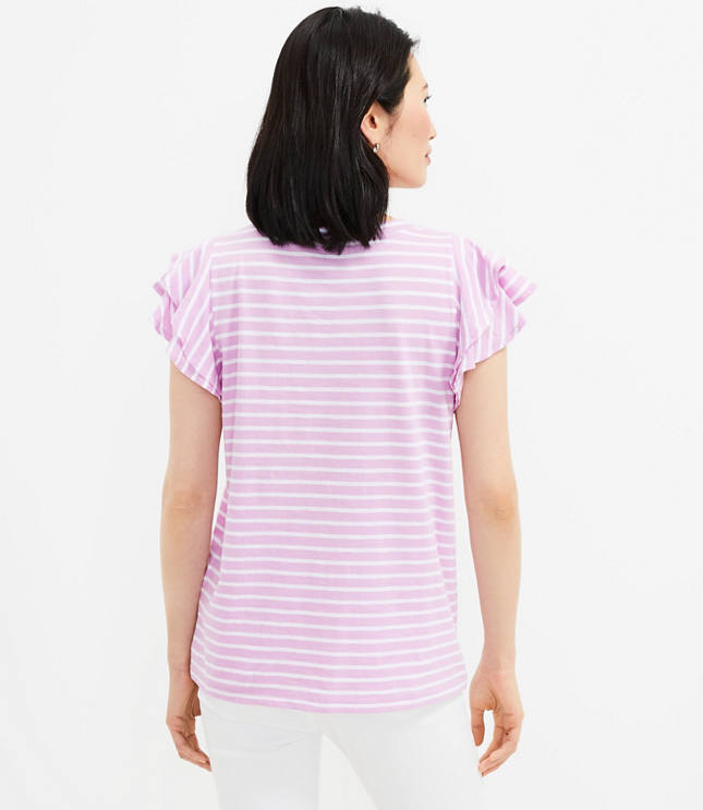 Striped ruffle best sale sleeve top