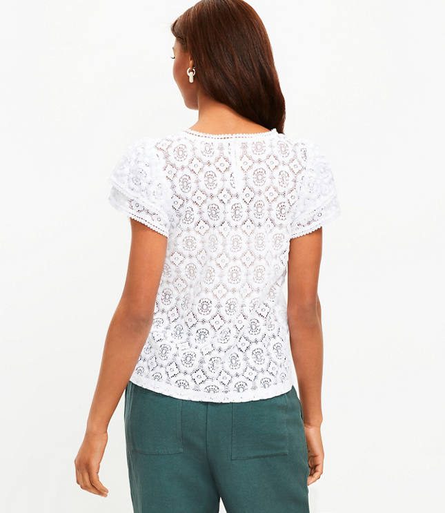 Lace flutter sleeve outlet top