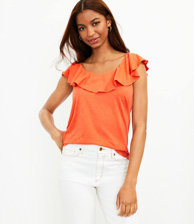 Ruffle spaghetti hot sale top