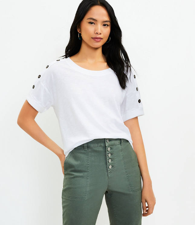 Button best sale shoulder top