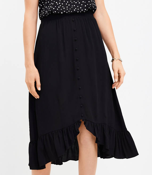 Petite ruffle shop midi skirt