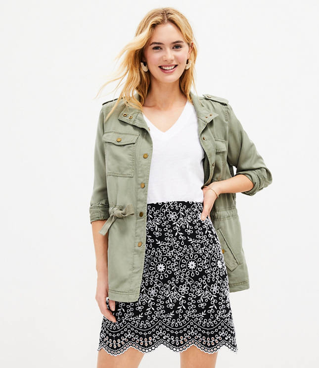 Embroidered shift outlet skirt