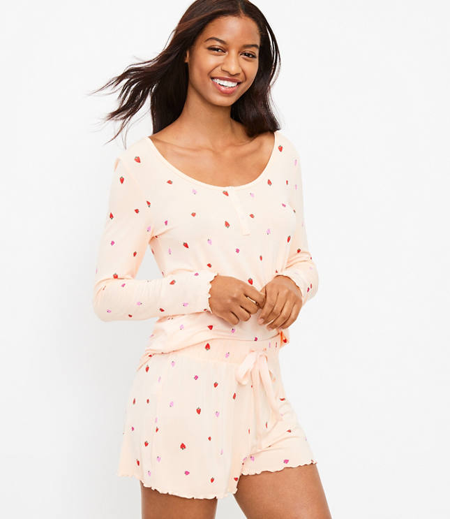 Pink Ditsy Floral Print Rib Cami And Shorts Pj Set