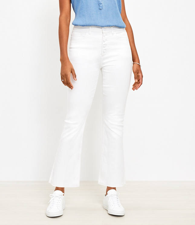 White kick crop store jeans