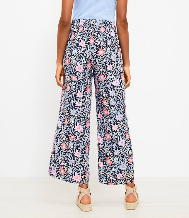 Petite Fluid Wide Leg Crop Pants In Spring Bloom