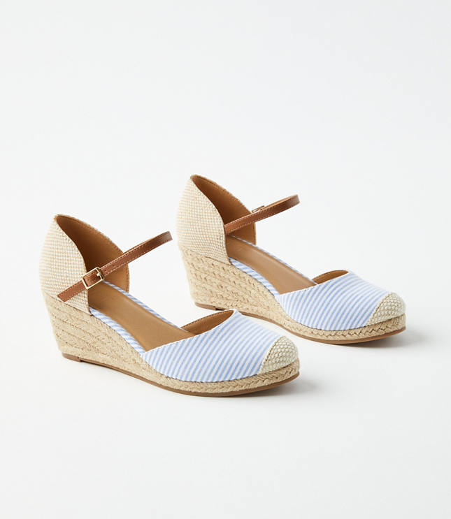 Loft Striped Espadrille Wedges