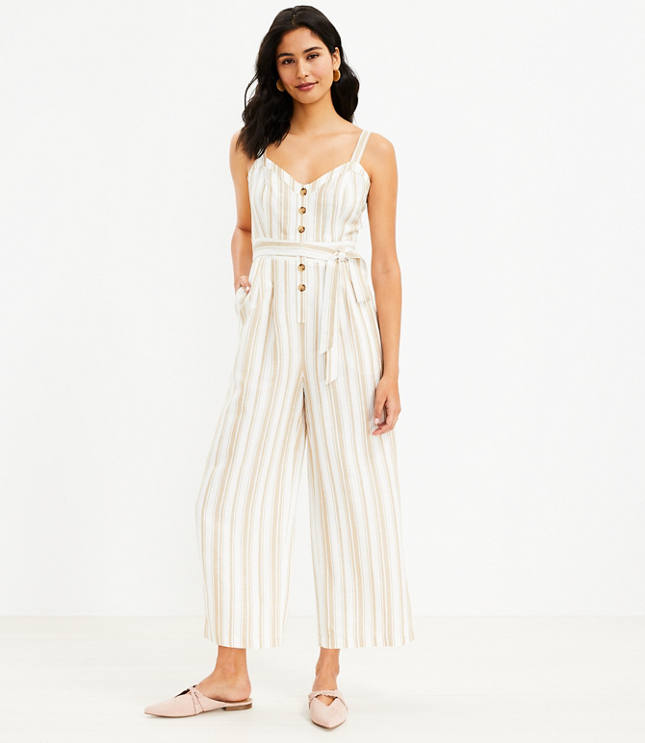 Petite Striped Strappy Jumpsuit