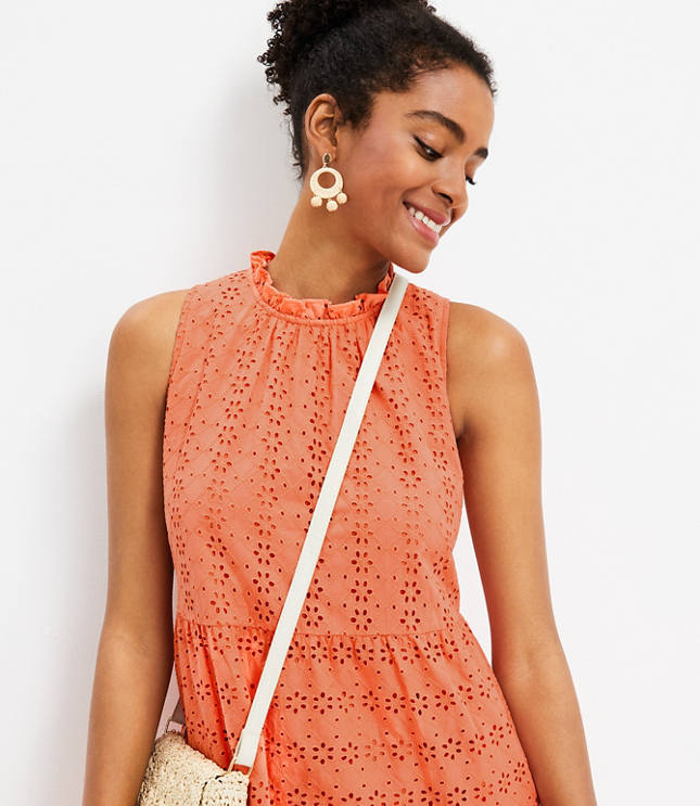 Orange best sale eyelet dress